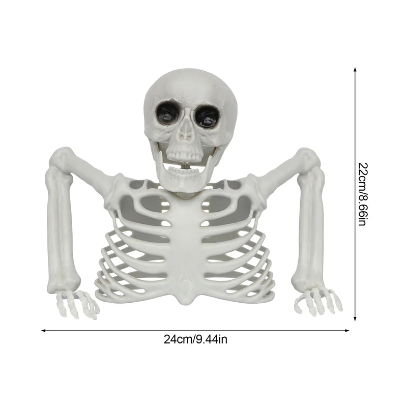 Halloween Skeleton Skull Ornament – Realistic Jointed Bone Prop for Courtyard, Garden & Grass Decorations
