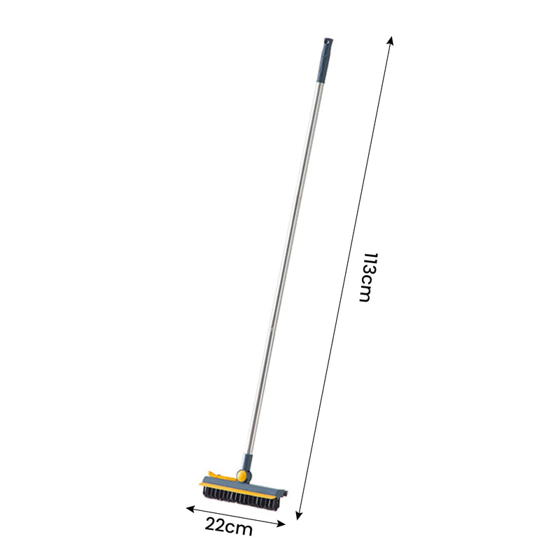 ACRDDK 3 in 1 Floor Scrub Brush 180 Degree Rotation with Adjustable V-Shaped Broom Long Handle Bathroom Kitchen Floor Crevice Cleaning