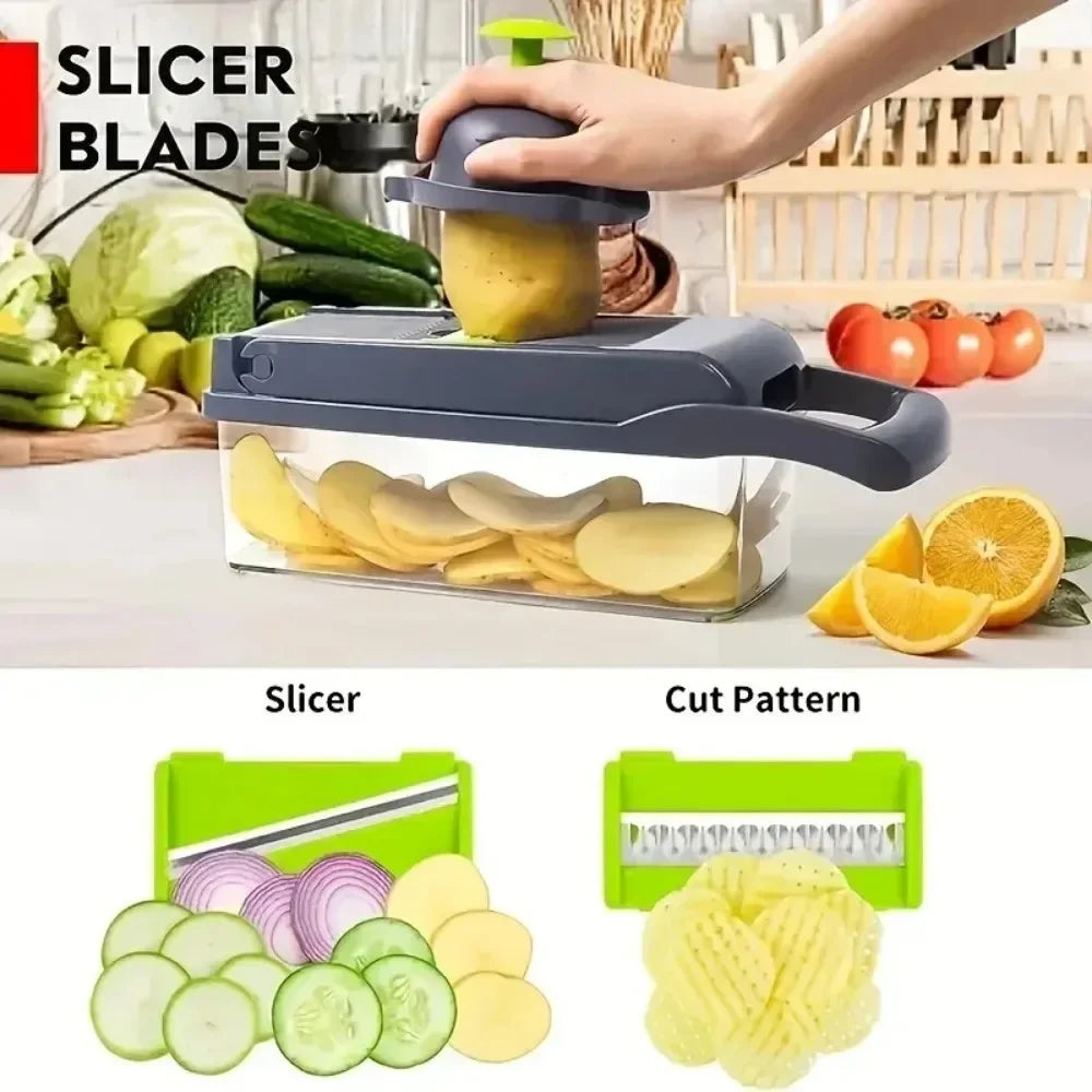 Galavilly Multifunctional Vegetable Chopper Handle Food Grate Food Chopper Vegetable Slicer Dicer Cut 14/16 in 1 Kitchen Items Cocina