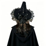 Gothic Lolita Witch Hat – Satin Bow, Lace & Star Pendant Bendable Masquerade Costume Hat for Women, Halloween Party & Cosplay
