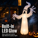 1.8M Giant Inflatable White Ghost with LED Lights – Halloween Horror Decoration, Waterproof PVC Outdoor Yard & Garden Party Prop
