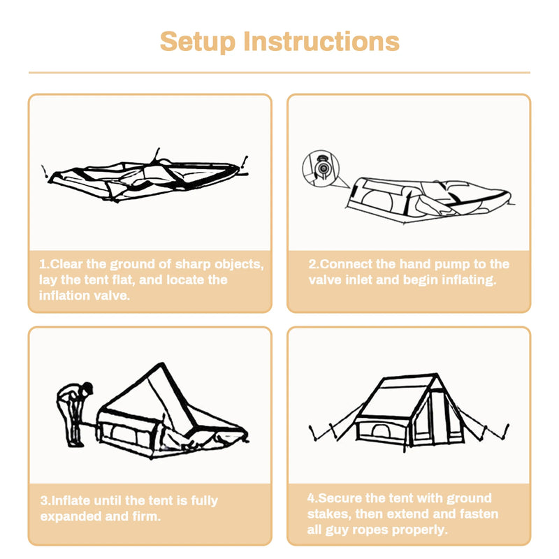 Pakicetus Large Inflatable camping tent 4-8 people with windows portable water-resistant camping tent