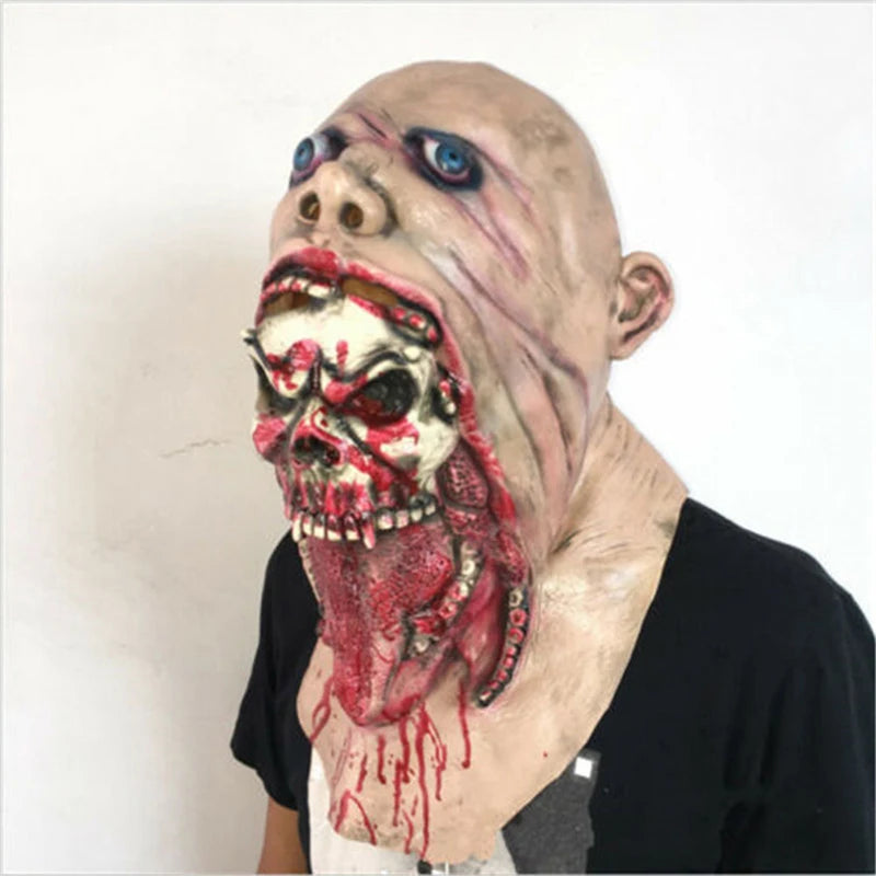Realistic Scary Zombie Mask – Creepy Horror Face Mask for Adults, Halloween Costume Prop, Zombie Cosplay & Carnival Party Accessory