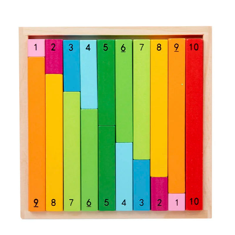 Wooden Montessori Teaching Math Toys Colour Fraction & Adding Sticks
