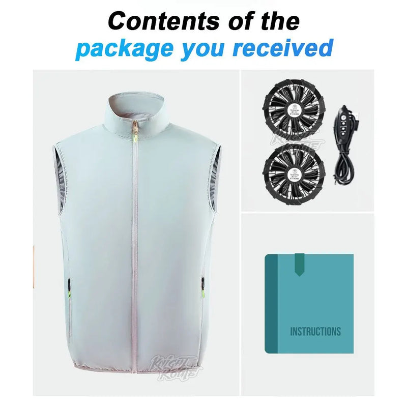 Lightweight Outdoor Cooling Vest - Men's 3-Speed 9-Blade Fan System for Camping, Fishing, Construction & Heat Relief
