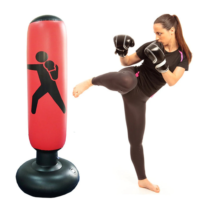 160cm Adults Children Inflatable Boxing Bag Kids Boxing Punch Kicking Sandbag Decompression Fitness Equipment