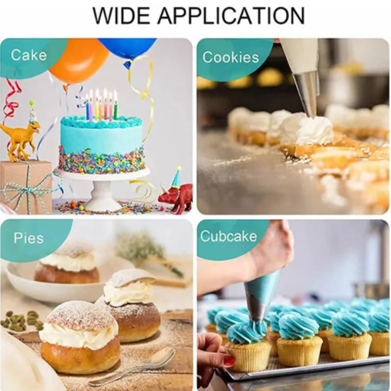 Silicone Piping Bags and Tips Set Cake DIY Decorating Kit with Stainless Steel Nozzle Reusable Silicone Pastry Baking tool