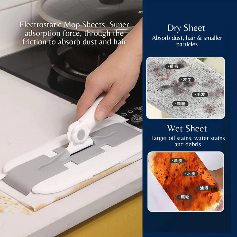 Sabca Clip-On Face Towel Mop Electrostatic Dust Removal Mop Disposable Face Paper Mop For Cleaner Wipes/Dry/Cloth