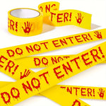 1pc 25m Halloween Do Not Enter Warning Tape – Bloody Handprint Drip Design Yellow Barrier Tape for Haunted House & Party Decor
