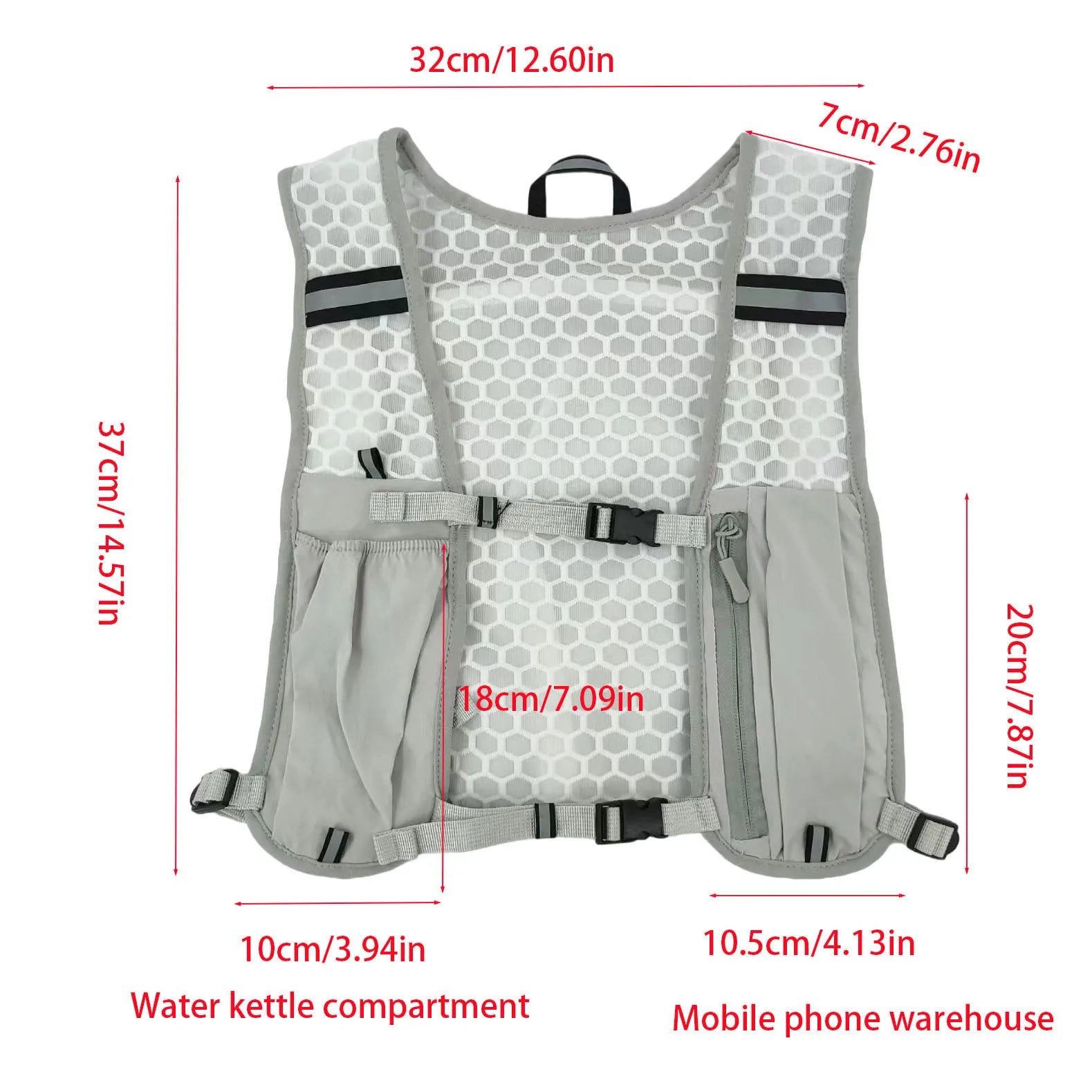 Reflective Lightweight Running Vest for Biking & Sports with Hydration Chest Pack Phone Storage Pocket Outdoor Gear