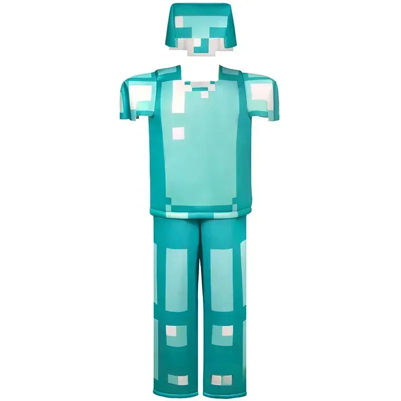 Pixel Adventure Role-Play Costume Set for Kids – Game-Inspired Boys' & Girls' Outfit for Holiday Parties, Stage Performances & Christmas Gifts