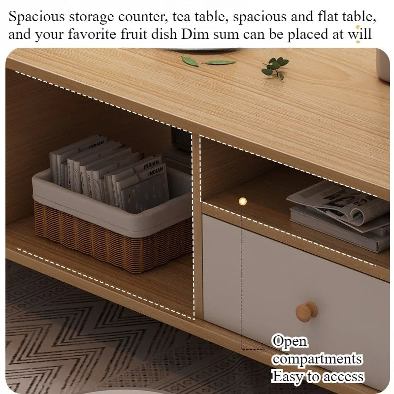 east Home Coffee table living room household modern simple coffee table small apartment solid wood leg tea table tea table square
