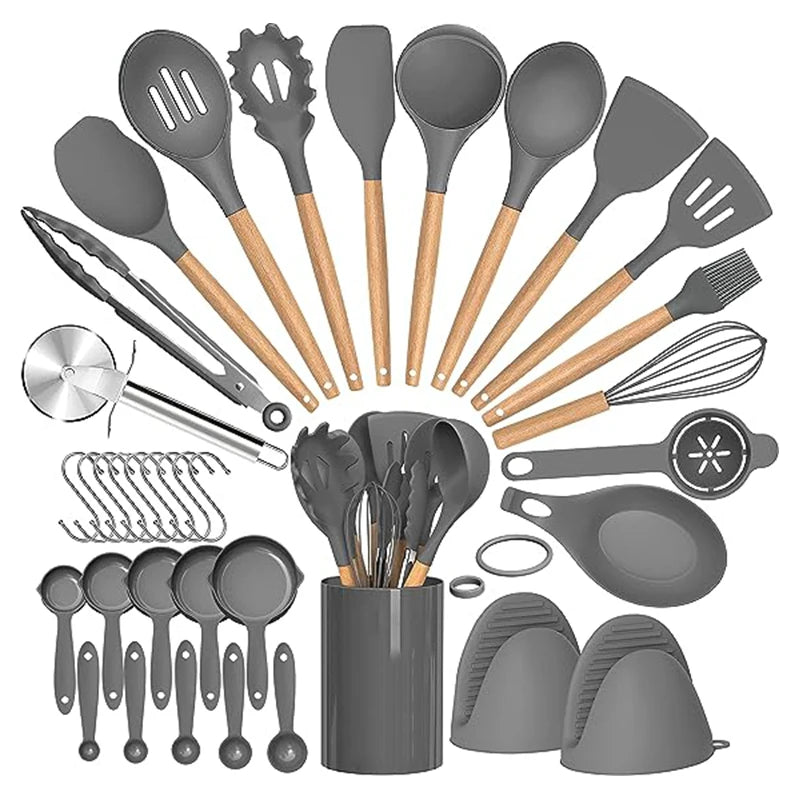 MasterBro 36pcs silicone utensil cooking set with holder