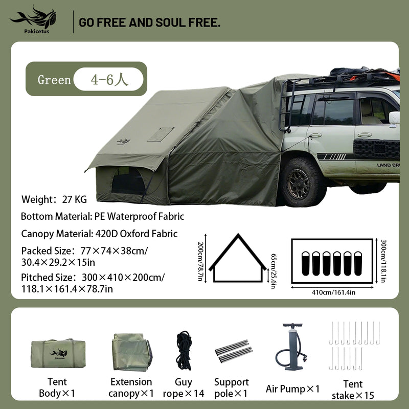 Pakicetus Large Inflatable camping tent 4-8 people with windows portable water-resistant camping tent