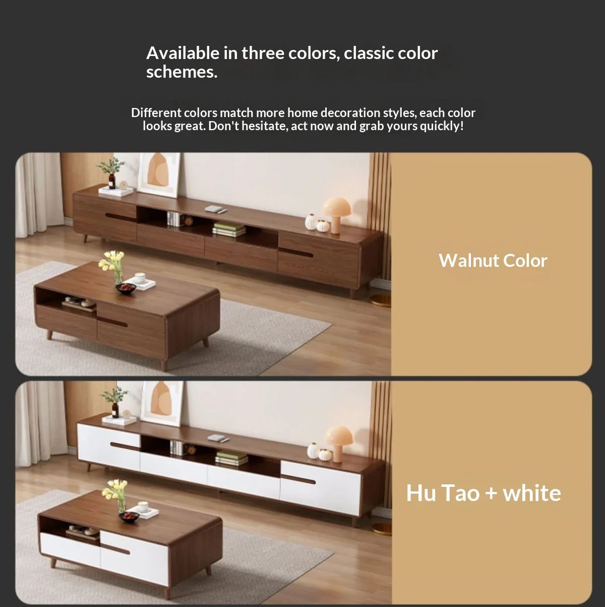 Nawongo Modern Minimalist TV Stand TV Cabinet Console Living Room Bedroom Space Saving Storage Coffee Table Set  Table Television Salon