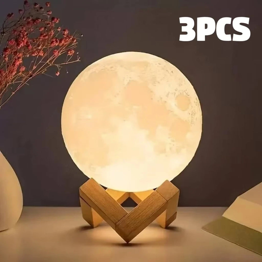 east Home Planet Lamp Moon Galaxy Night Light Art Painting Graffiti Birthday Gift Bedroom Living Room Decoration (With Stand)