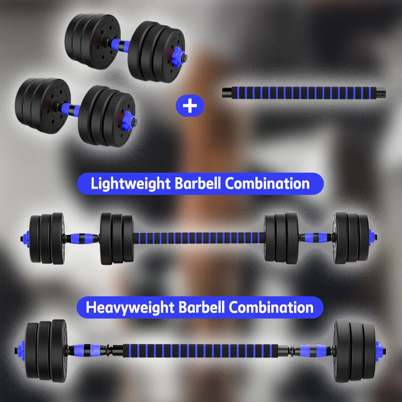 PORIYA 20kg 40kg Dumbbell Set Adjustable Barbell Kettlebell Home Gym Fitness