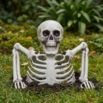 Halloween Skeleton Skull Ornament – Realistic Jointed Bone Prop for Courtyard, Garden & Grass Decorations