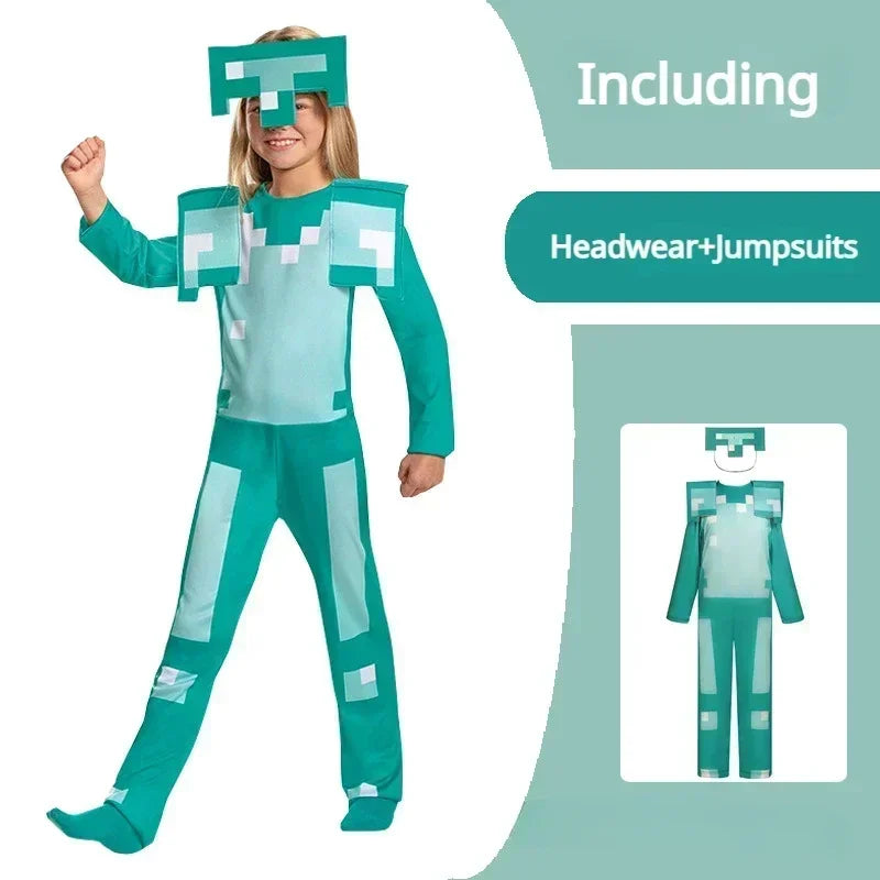 Pixel Adventure Role-Play Costume Set for Kids – Game-Inspired Boys' & Girls' Outfit for Holiday Parties, Stage Performances & Christmas Gifts