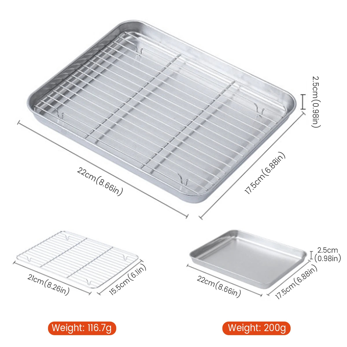 KitchenAed Roasting Pan with Wire Rack Cake Baking BBQ Pan Tray Plate Oven Brownie Rack Cooking Roasting Grilling Tool