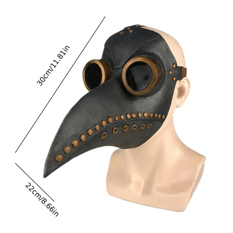 Medieval Plague Doctor Mask & Cloak Costume Set for Adults & Kids, Black Hooded Robe for Halloween Cosplay, Roleplay & Parties