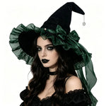 Gothic Lolita Witch Hat – Satin Bow, Lace & Star Pendant Bendable Masquerade Costume Hat for Women, Halloween Party & Cosplay