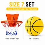 Silent Basketball Hoop Set, Indoor Foam Basketball with Mini Hoop, No Noise Training Ball for Home, Apartment & Kids Practice