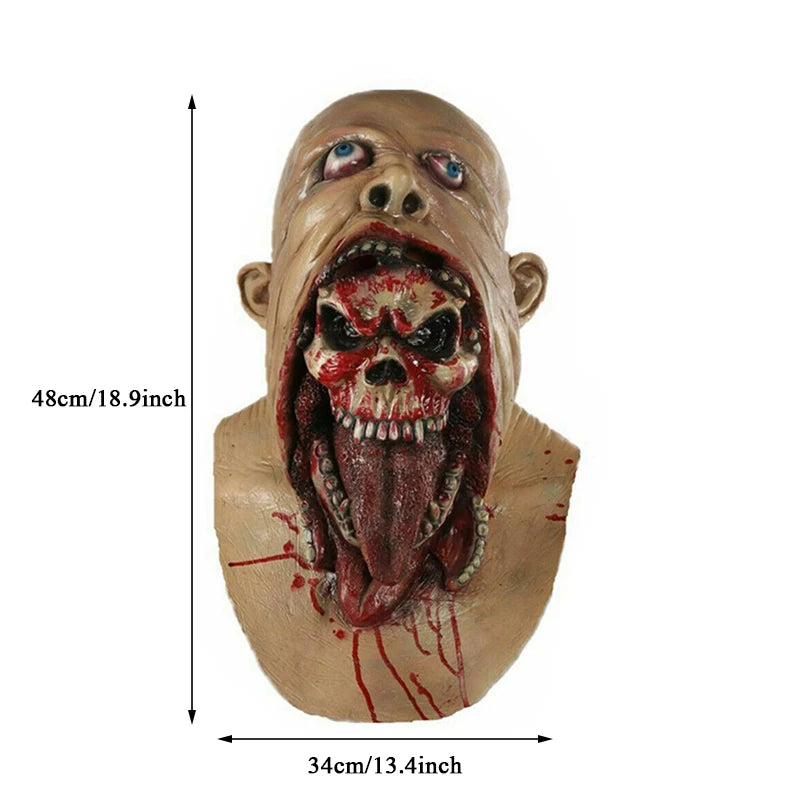 Realistic Scary Zombie Mask – Creepy Horror Face Mask for Adults, Halloween Costume Prop, Zombie Cosplay & Carnival Party Accessory