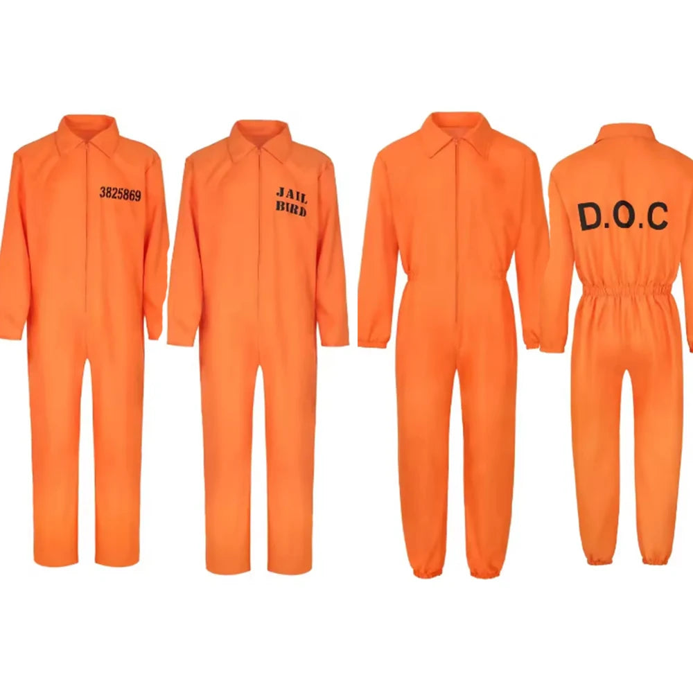 Adult Orange Prisoner Halloween Costume – Unisex Carnival Cosplay Jumpsuit