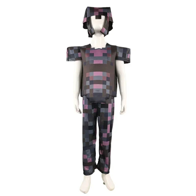 Pixel Adventure Role-Play Costume Set for Kids – Game-Inspired Boys' & Girls' Outfit for Holiday Parties, Stage Performances & Christmas Gifts