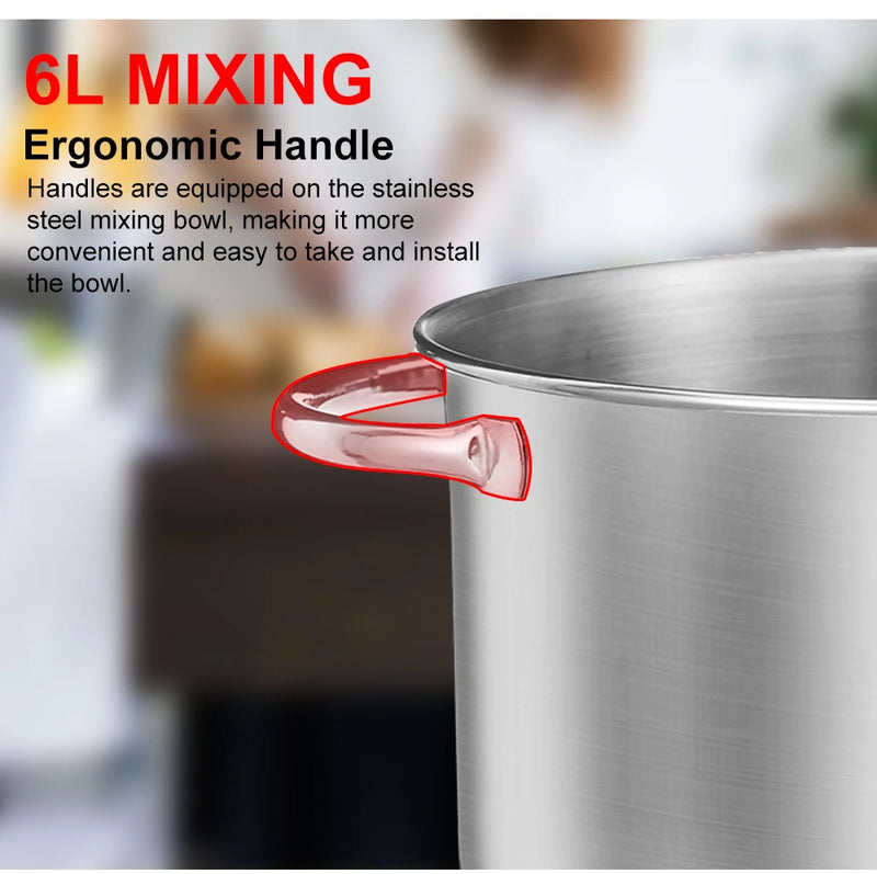 BioloMix Kitchen Food Stand Mixer, Blender, Quiet Motor, Cream Egg Whisk, Whip Dough Kneader, 6-Speed, 1200 W, 6 L