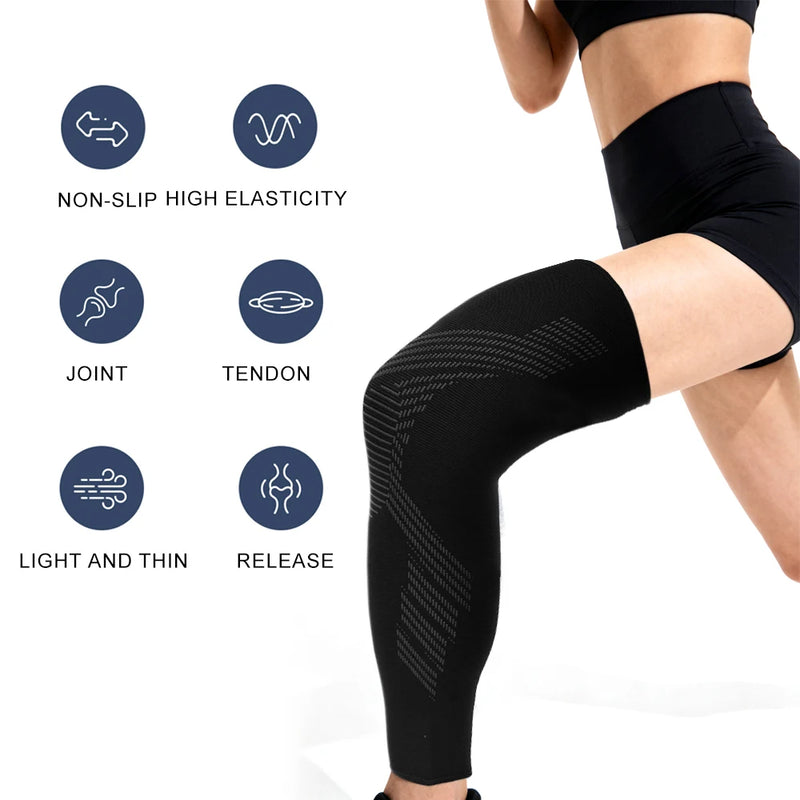 1/2PCS Full Leg Copper Compression Sleeves for Men And Women Long Knee Brace Support for Basketball, Running, Workout, Cycling