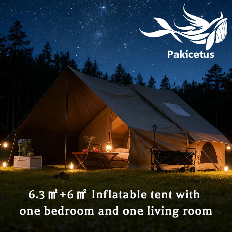 Pakicetus Large Inflatable camping tent 4-8 people with windows portable water-resistant camping tent