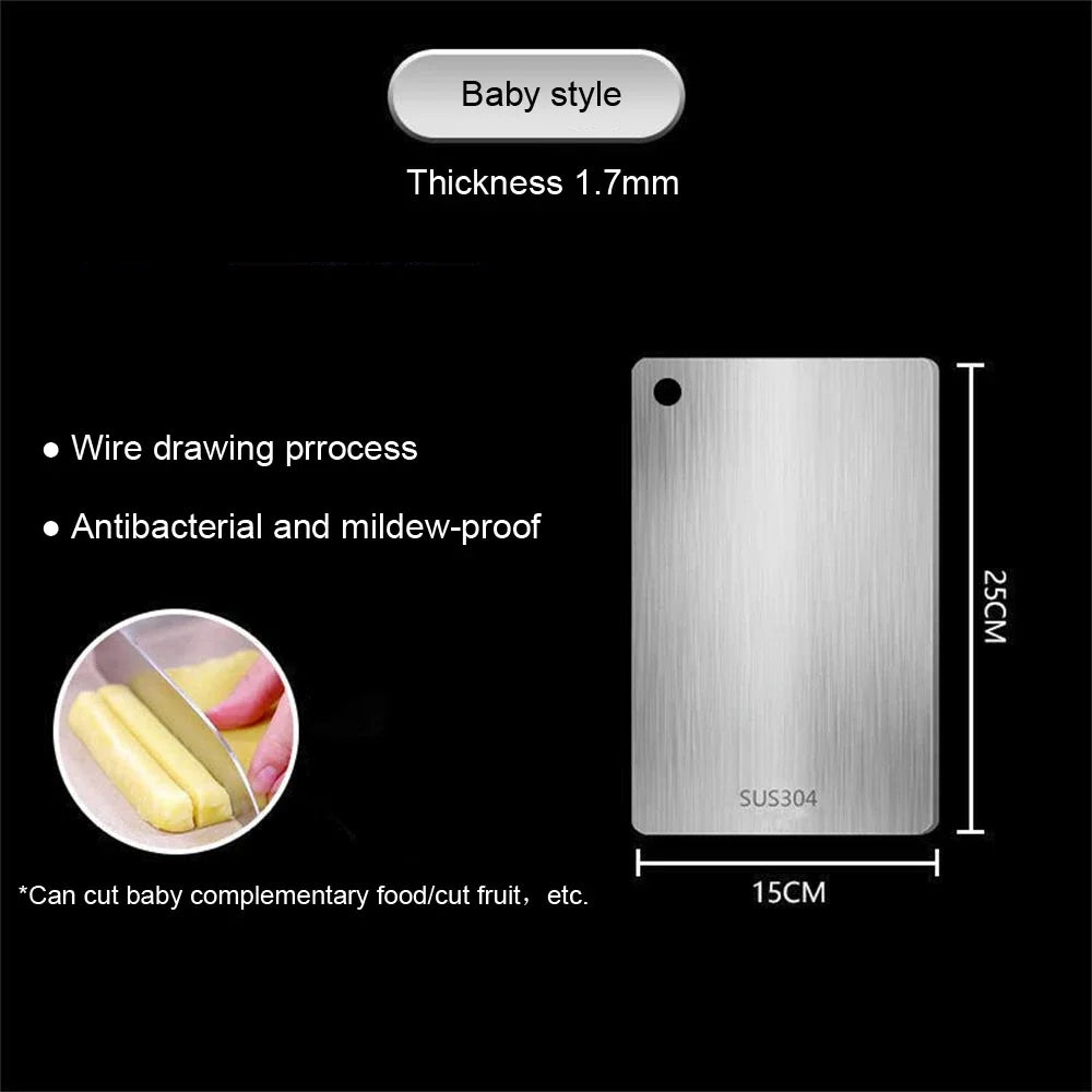 KitchenAed 316 Stainless Steel Panel and Chopping Board Kitchen Household Thickened Double Sided Cutting Board Block Kneading Dough Board