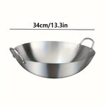 MasterBro 1pc Large Stainless-Steel Wok, Uncoated Thick High-Quality Durable Chef's Pan with Dual Handles, Easy to Clean