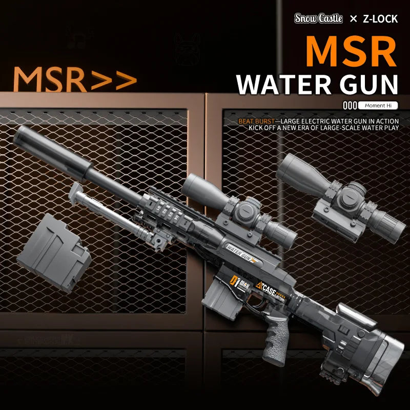 Toy Sniper Electric Water Gun Toy Automatic MSR-Bracket Continuous Shoot