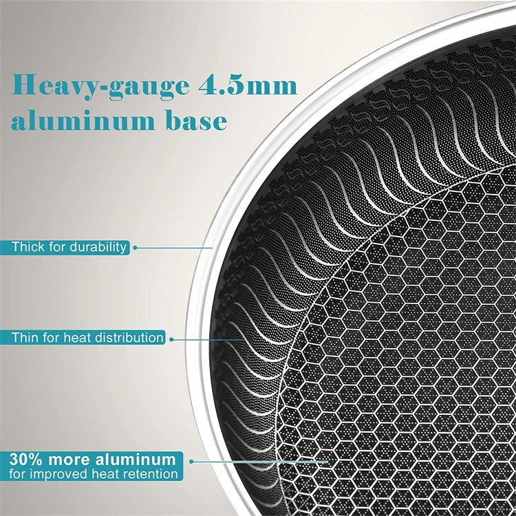 east Essentials Stainless Steel Frying Pan Nonstick Honeycomb Fry Pan with Lid Induction Ceramic Electric Gas Cooktops