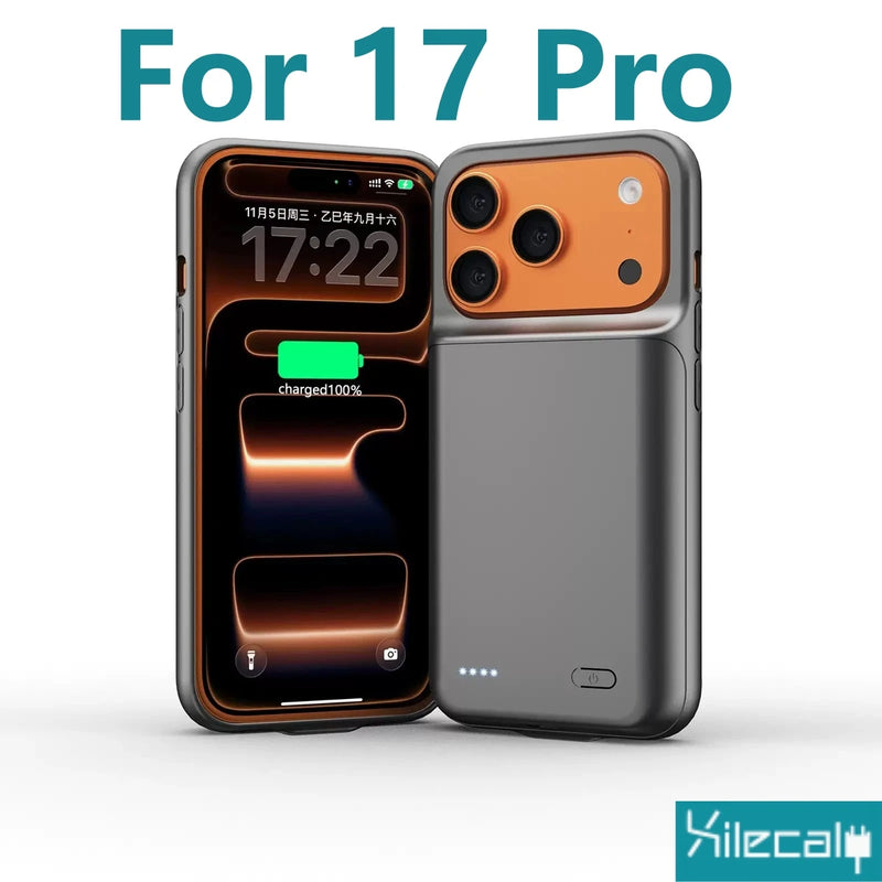 Xilecaly Smart Battery Charger Case For iPhone, Battery Pack Power Bank External Charging Cover For iPhone