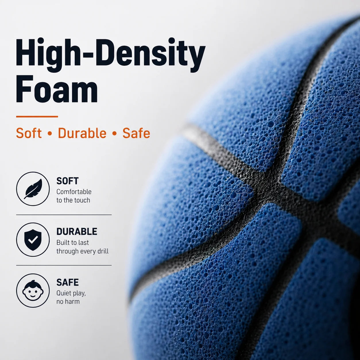 Silent Basketball Hoop Set, Indoor Foam Basketball with Mini Hoop, No Noise Training Ball for Home, Apartment & Kids Practice