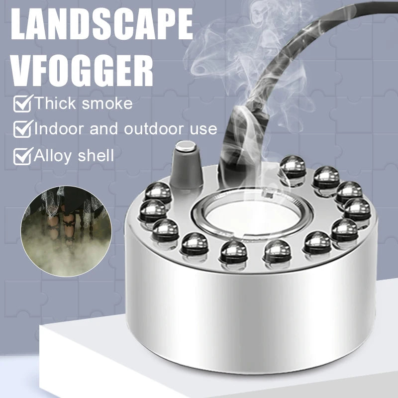 LED Mist Maker Water Fountain Fogger – 12-LED Colour-Changing Pond & Aquarium Fog Machine for Halloween, Easter, Parties & Festivals