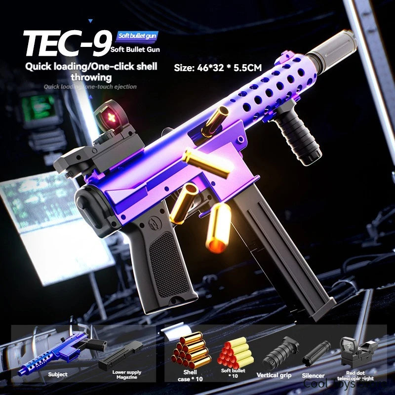 TEC9 Submachine Gun Toy Soft Bullet Shell Toy Gun
