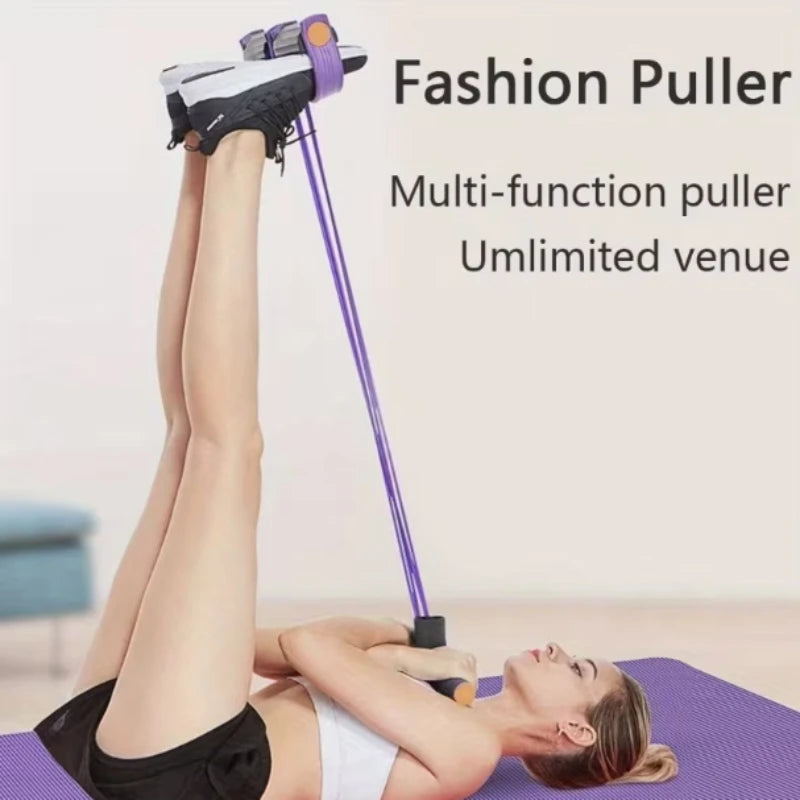 Puller Resistance Bands, 6 Tubes Elastic Yoga Pedal Puller Resistance Bands for Abdominal Waist Arm Leg Stretching Slimming Trai