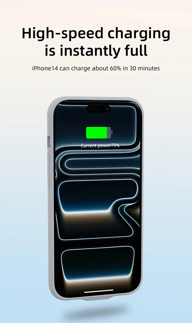 Xilecaly Smart Battery Charger Case For iPhone, Battery Pack Power Bank External Charging Cover For iPhone