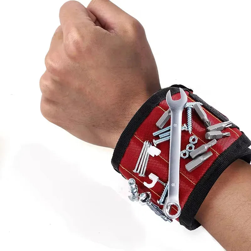 5 Rows 15 Magnets Powerful Magnetic Tool Magnetic Wristband Secure Screws Nails Drill Bits Strong Magnetic Wrist Tool Kits Parts Best for Father's Day