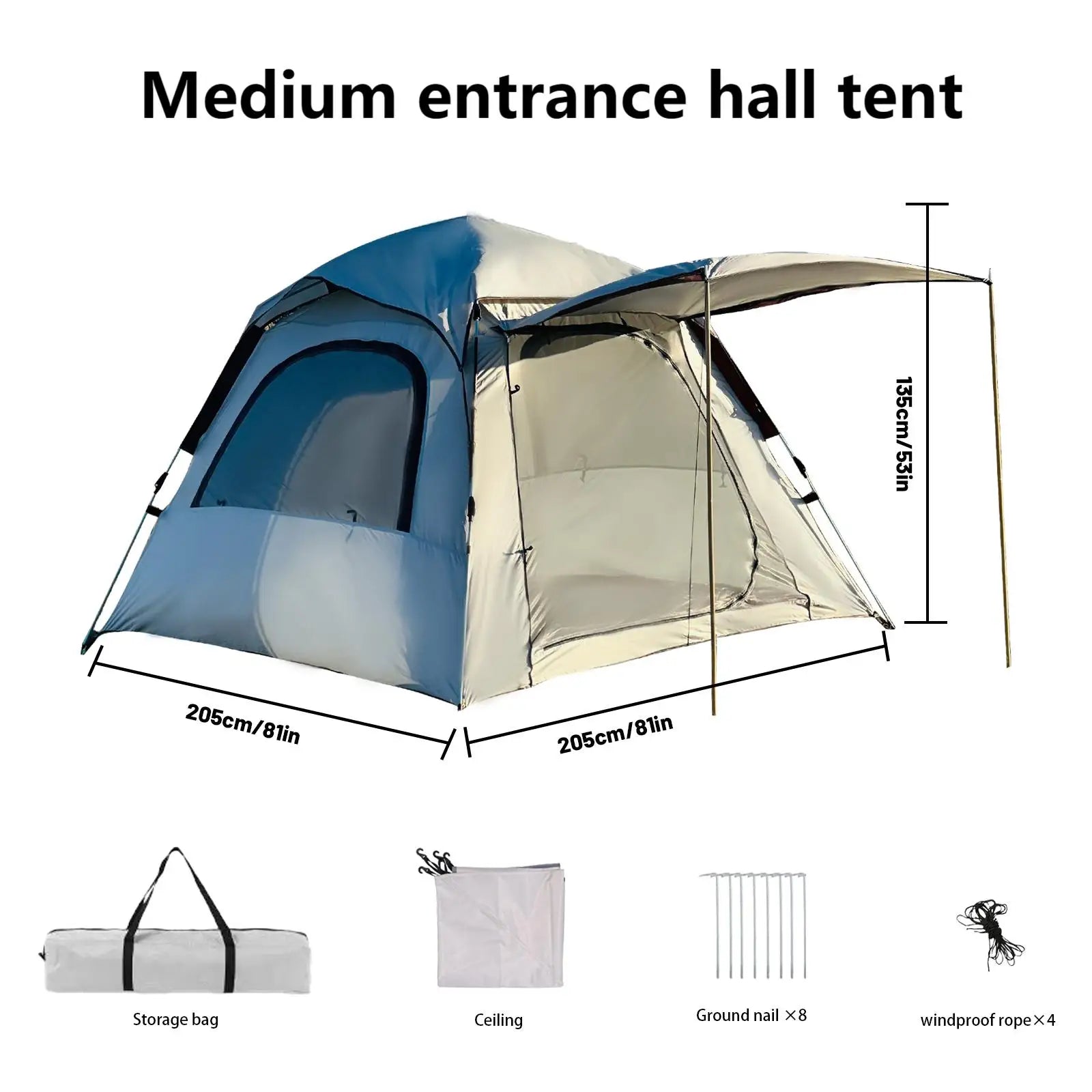 2–3 Person Pop-Up Camping Tent – Waterproof & Windproof with Carry Bag