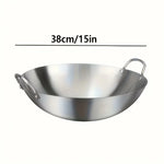 MasterBro 1pc Large Stainless-Steel Wok, Uncoated Thick High-Quality Durable Chef's Pan with Dual Handles, Easy to Clean