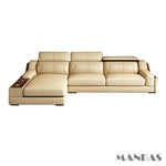 Alfour Modern Italian Leather Sofa for Living Room with Cup Holder, USB, Adjustable Headrests & Bluetooth Speaker - Linlamlim