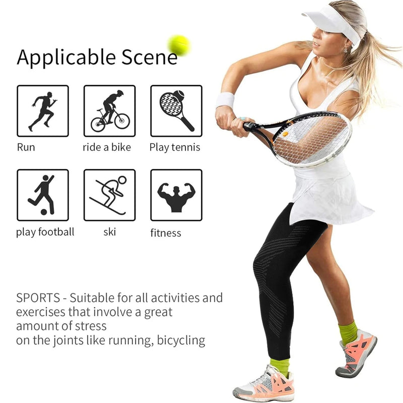 1/2PCS Full Leg Copper Compression Sleeves for Men And Women Long Knee Brace Support for Basketball, Running, Workout, Cycling