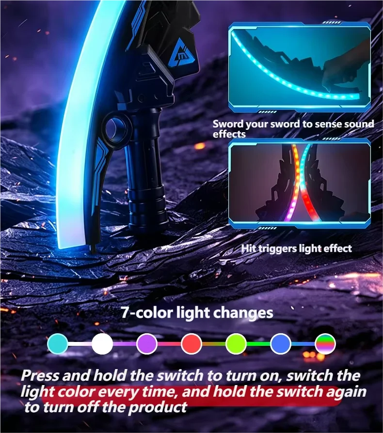 LED RGB Light Up Sword Toy with Sound Effects, Perfect Christmas & Birthday Gift for Kids