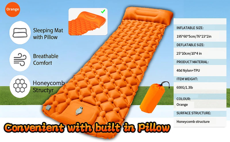 Inflatable Mattress Sleeping Pad Ultralight Camping Mat Air Mattress Camp mat for Hiking Tent Travel Backpacker